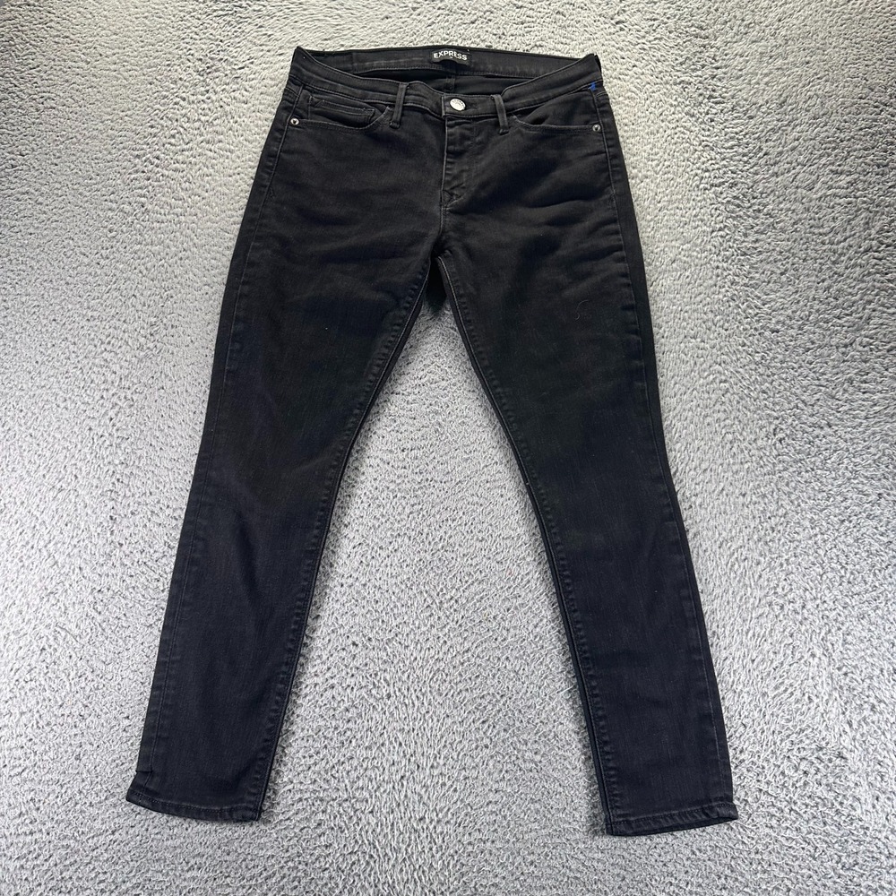 Express Jeans Womens 10 Black Cotton Denim Jegging Mid-Rise Workwear Stretch